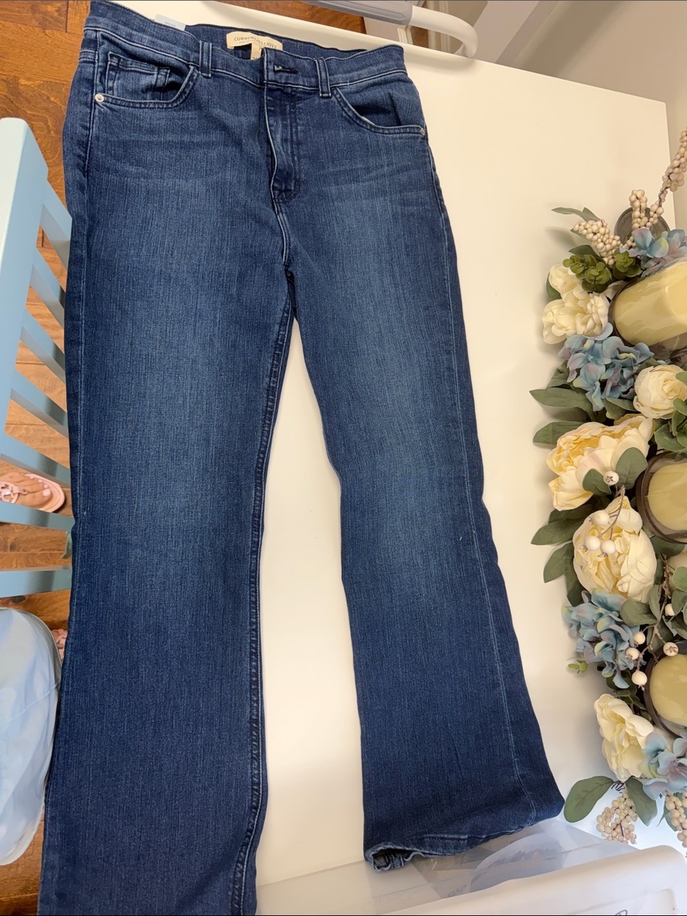 Current/Elliott Dark Blue Wide Leg Jeans